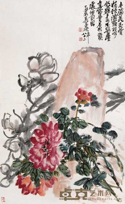 吴昌硕 1925年作 富贵神仙 立轴 83×50cm